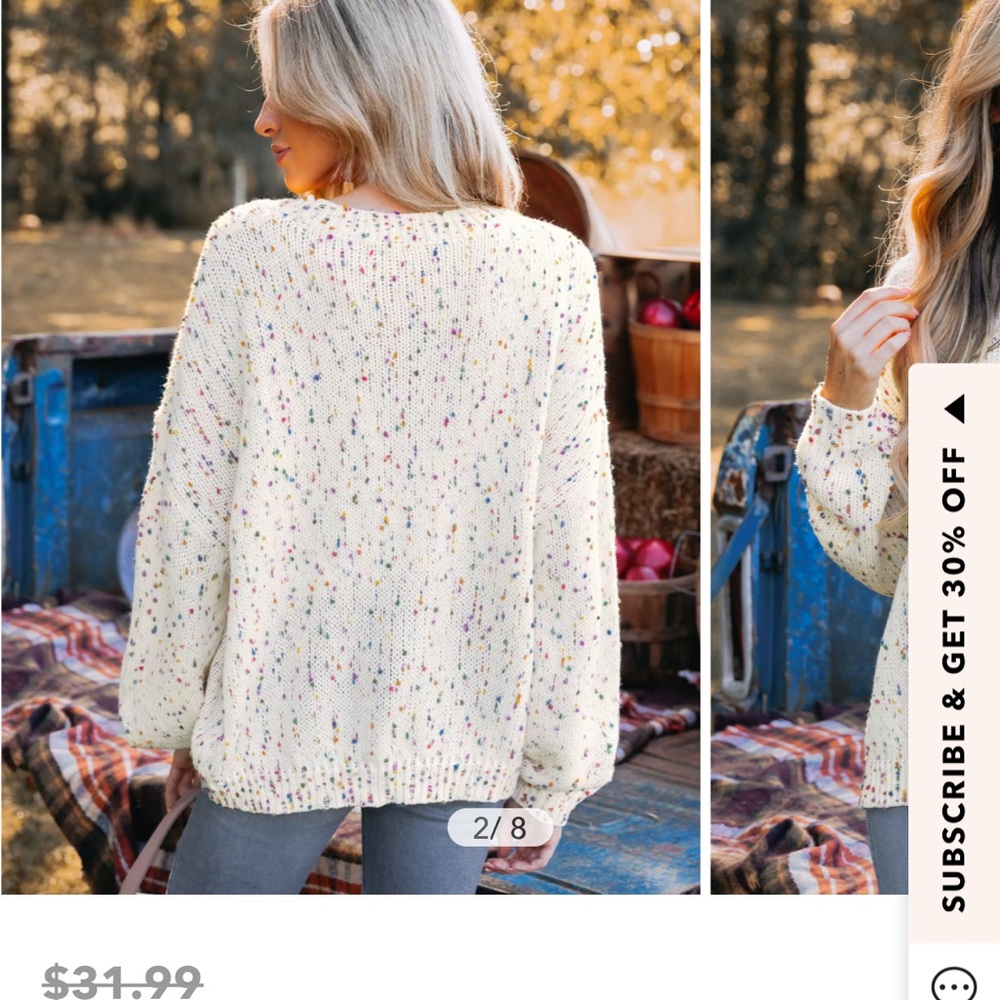 Cupshe Cream Speckled Knit Sweater